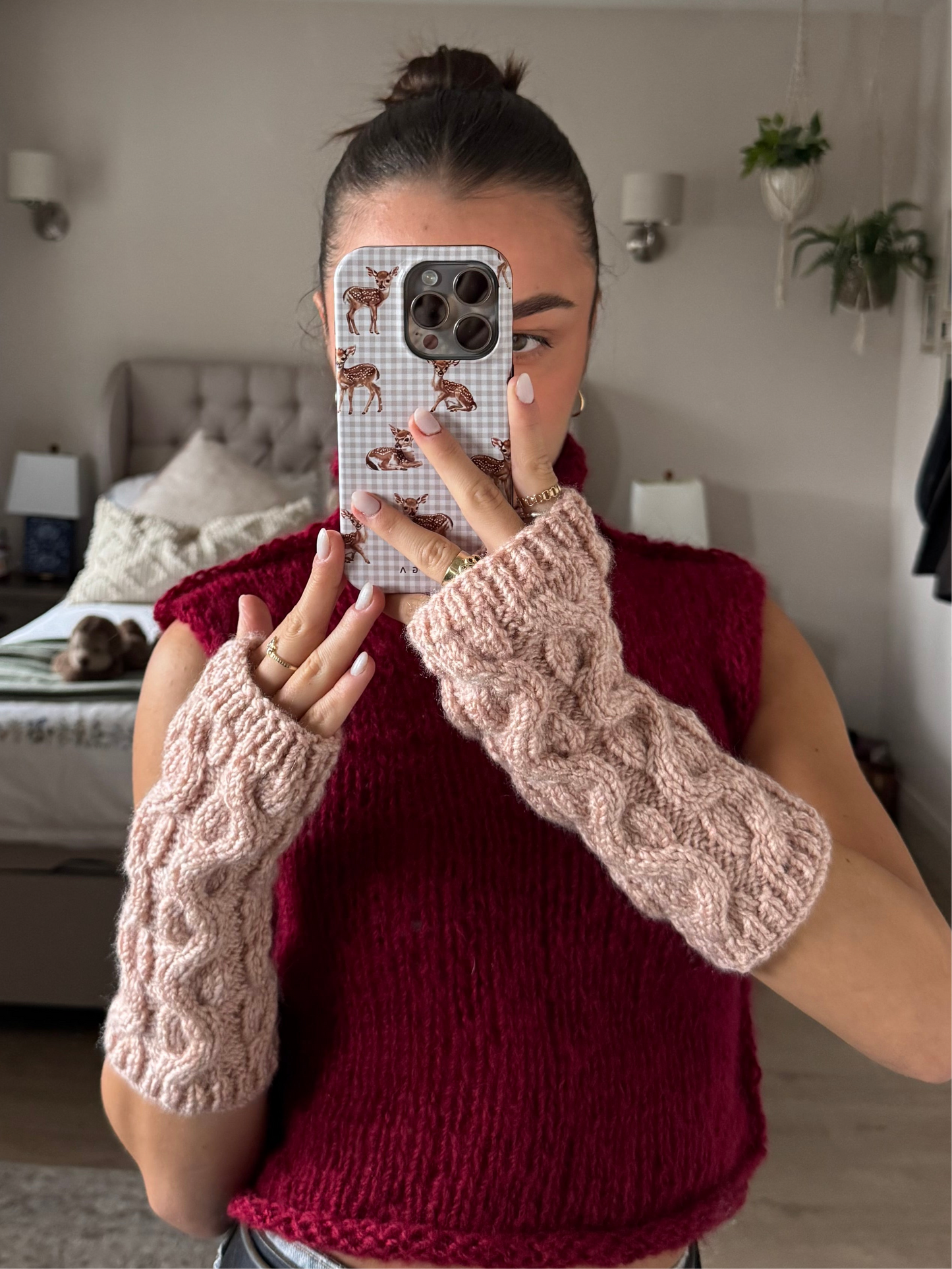 Soft Pink Fingerless Gloves