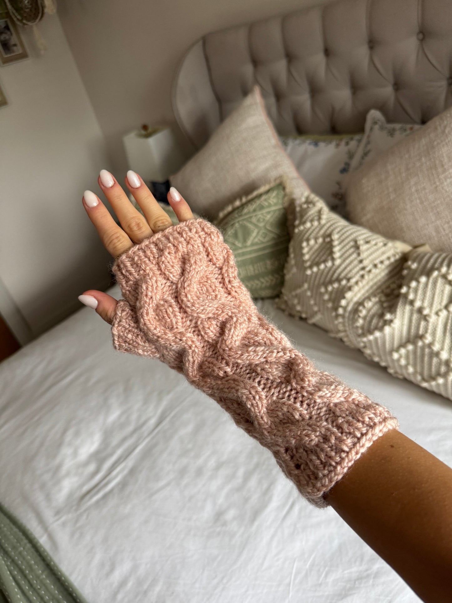 Soft Pink Fingerless Gloves