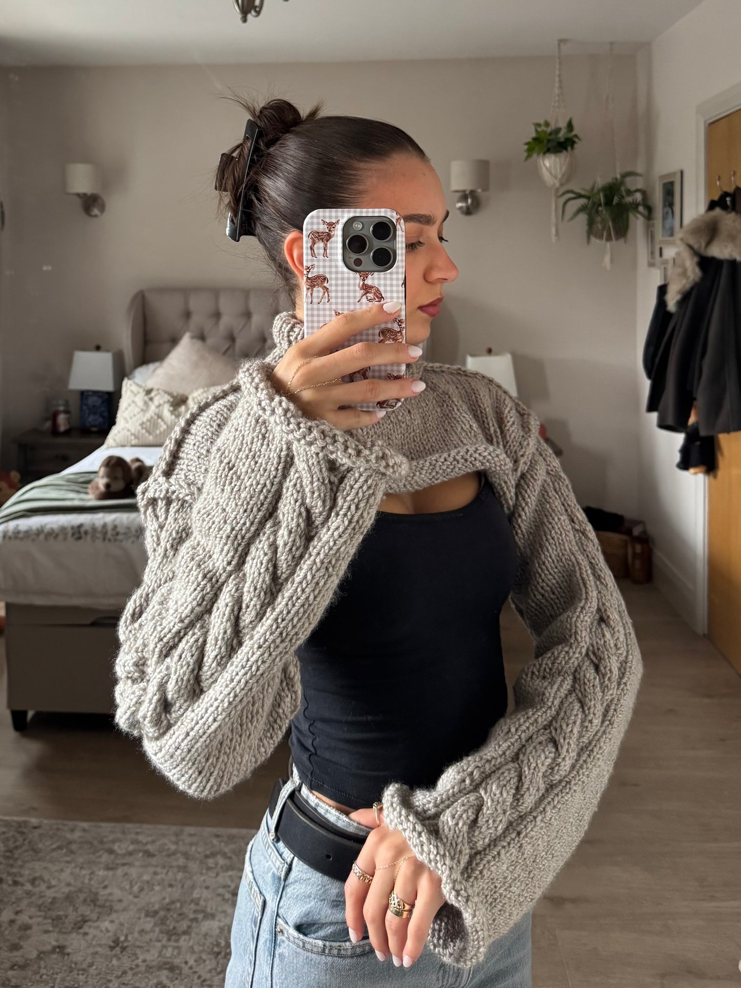 Taupe High Neck Shrug