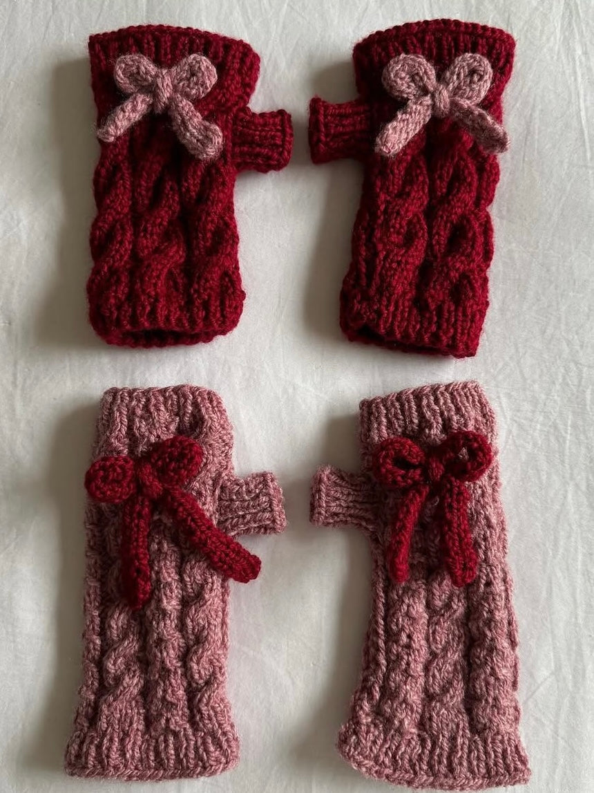 Fingerless Gloves with Bows