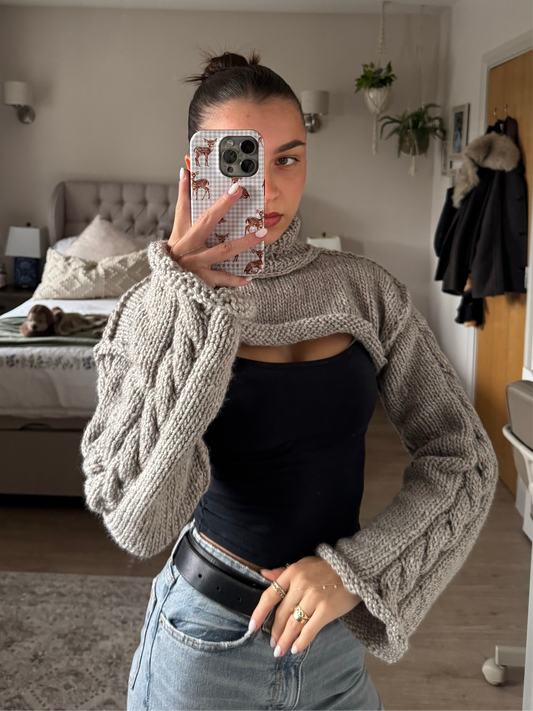 Taupe High Neck Shrug