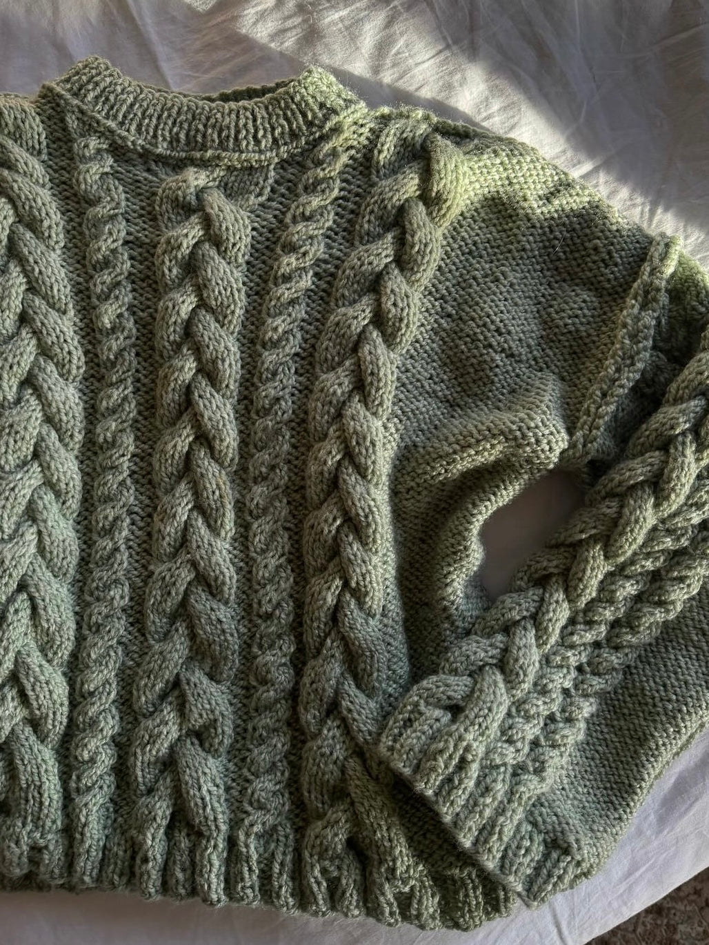 Sage Green Cable Knit Sweater