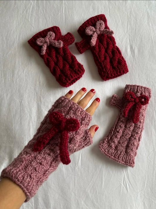 Fingerless Gloves with Bows