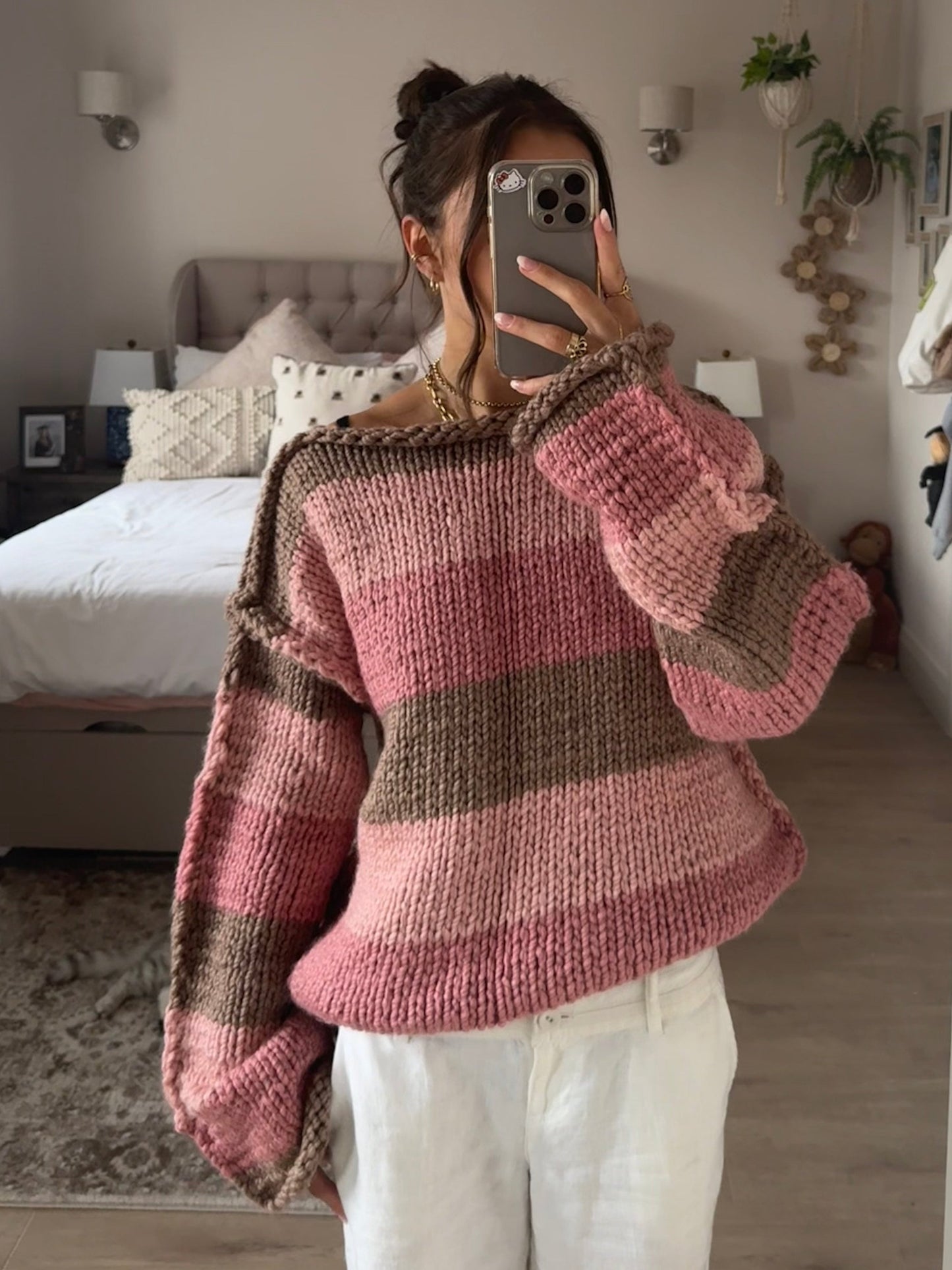 Brown & Pink Chunky Sweater