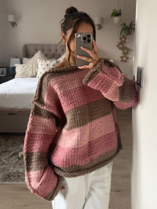 Brown & Pink Chunky Sweater