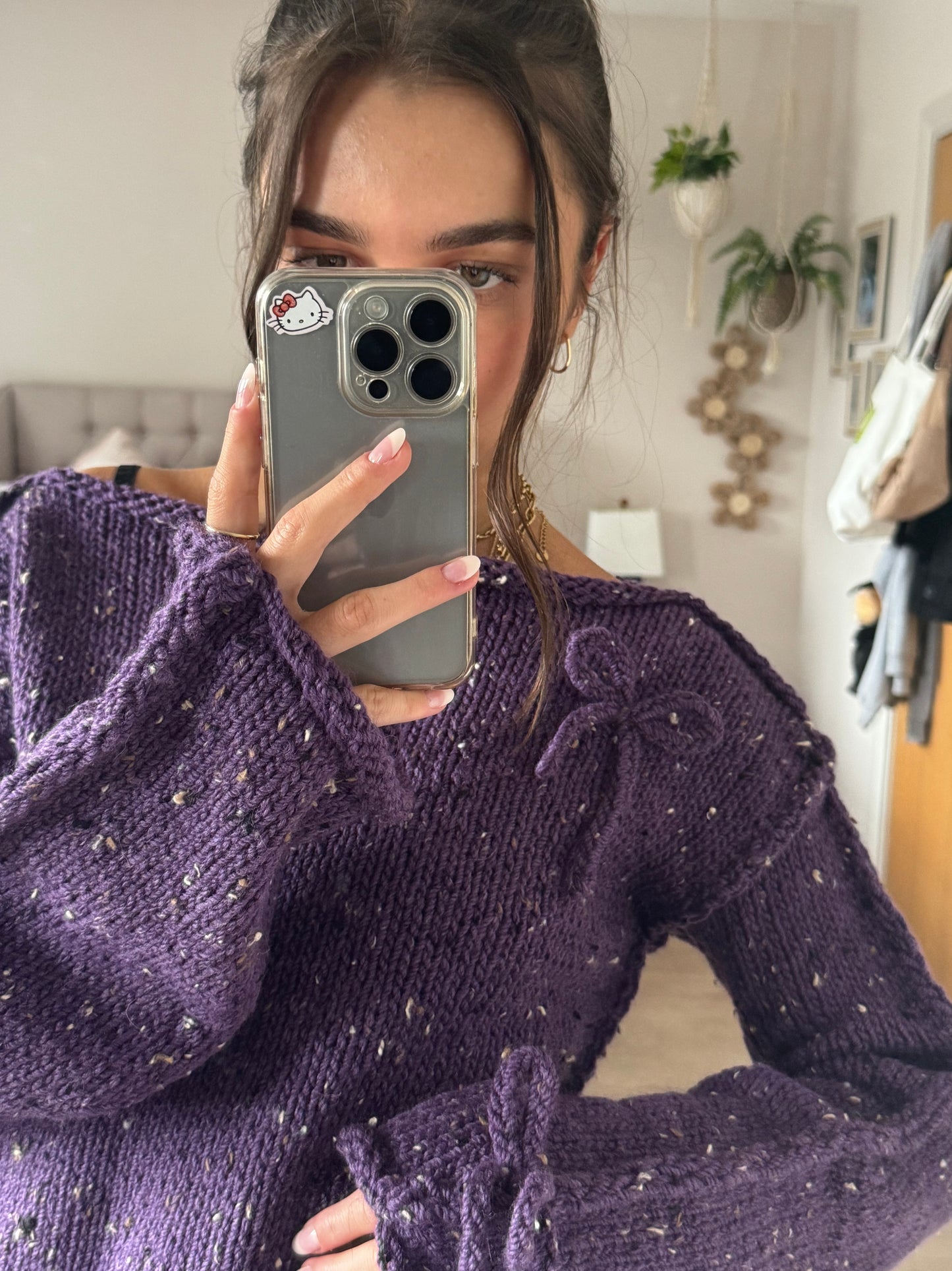 Purple Sweater with Bows