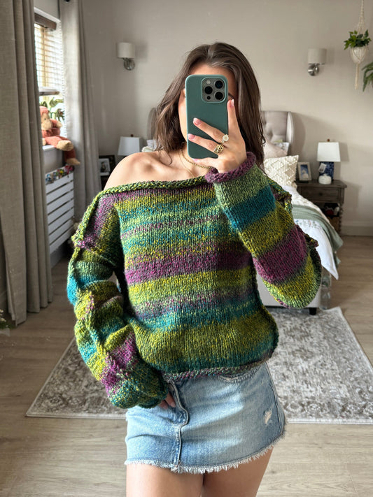 Dark Green & Purple chunky sweater