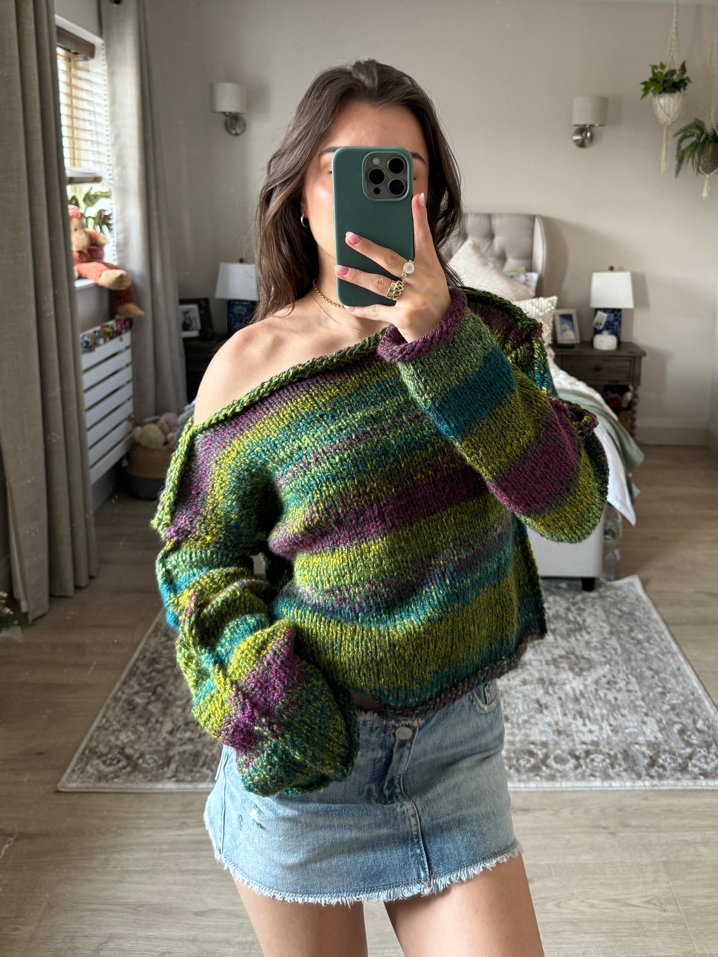 Dark Green & Purple chunky sweater